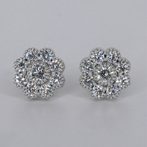 14k Solid Gold 11.4mm VVS Lab Diamond Flower Earrings - 50350