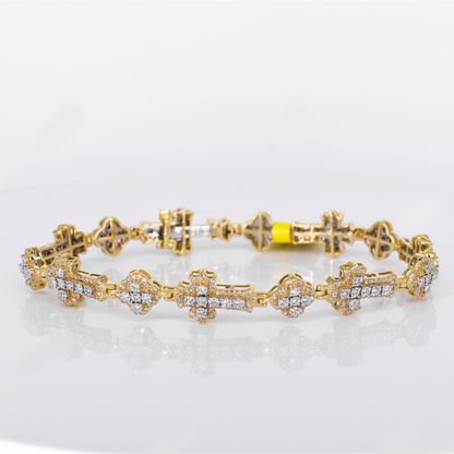 10k Solid Gold Diamond Clover Cross Bracelet - 20222