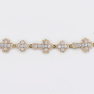 10k Solid Gold Diamond Clover Cross Bracelet - 20222