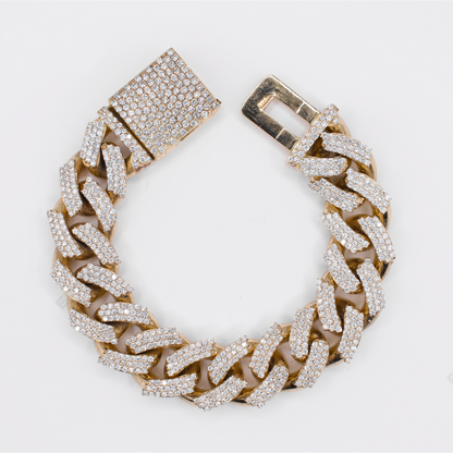 10k Gold Diamond 17mm Cuban Bracelet - 20226