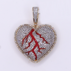 10k Gold Diamond Broken Heart Pendant - 60661
