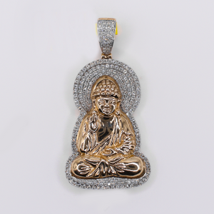 10k Gold Diamond Sitting Buddha Pendant - 60654