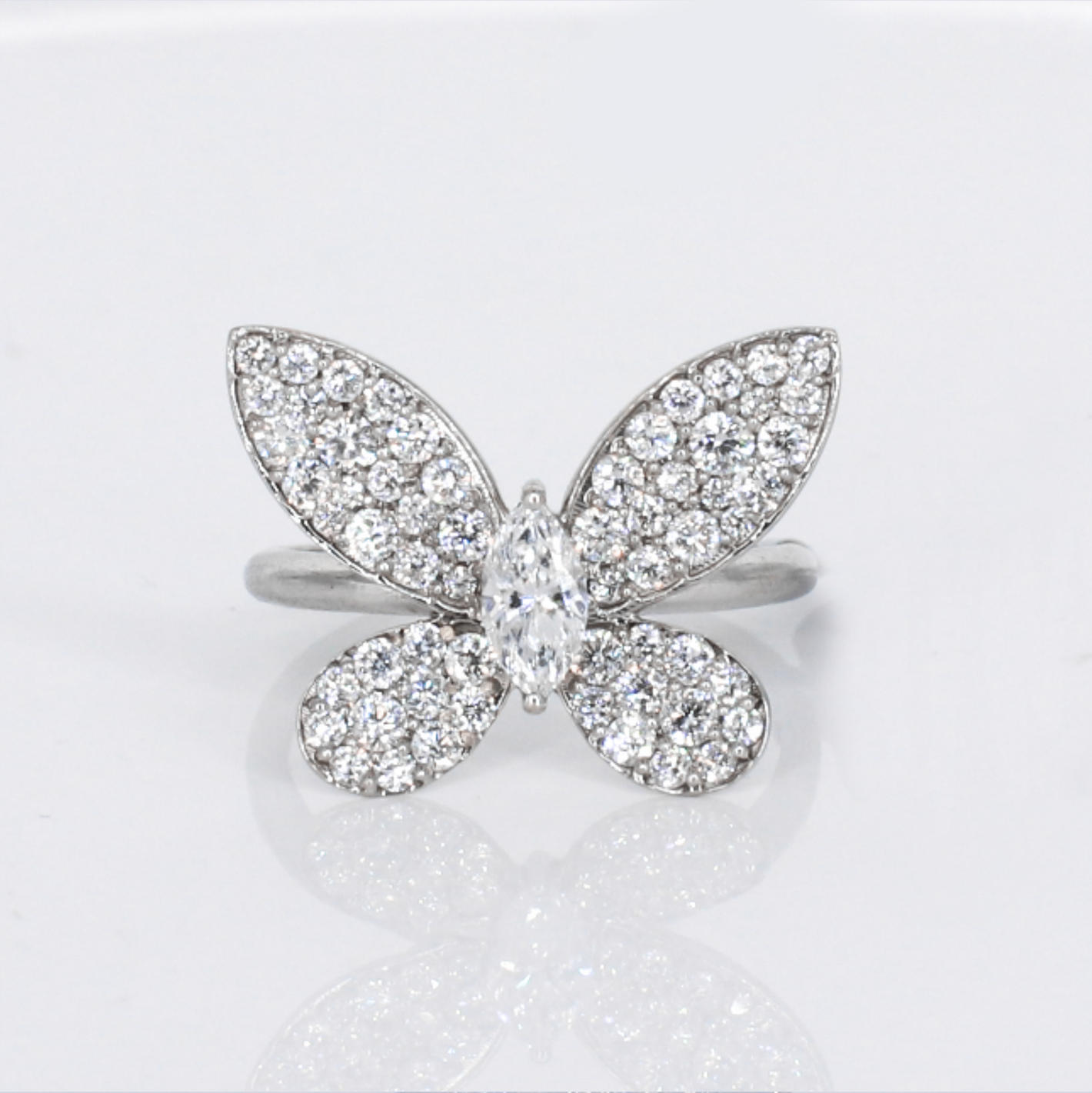 14k Solid Gold Lab Diamond Butterfly Ring - 30362
