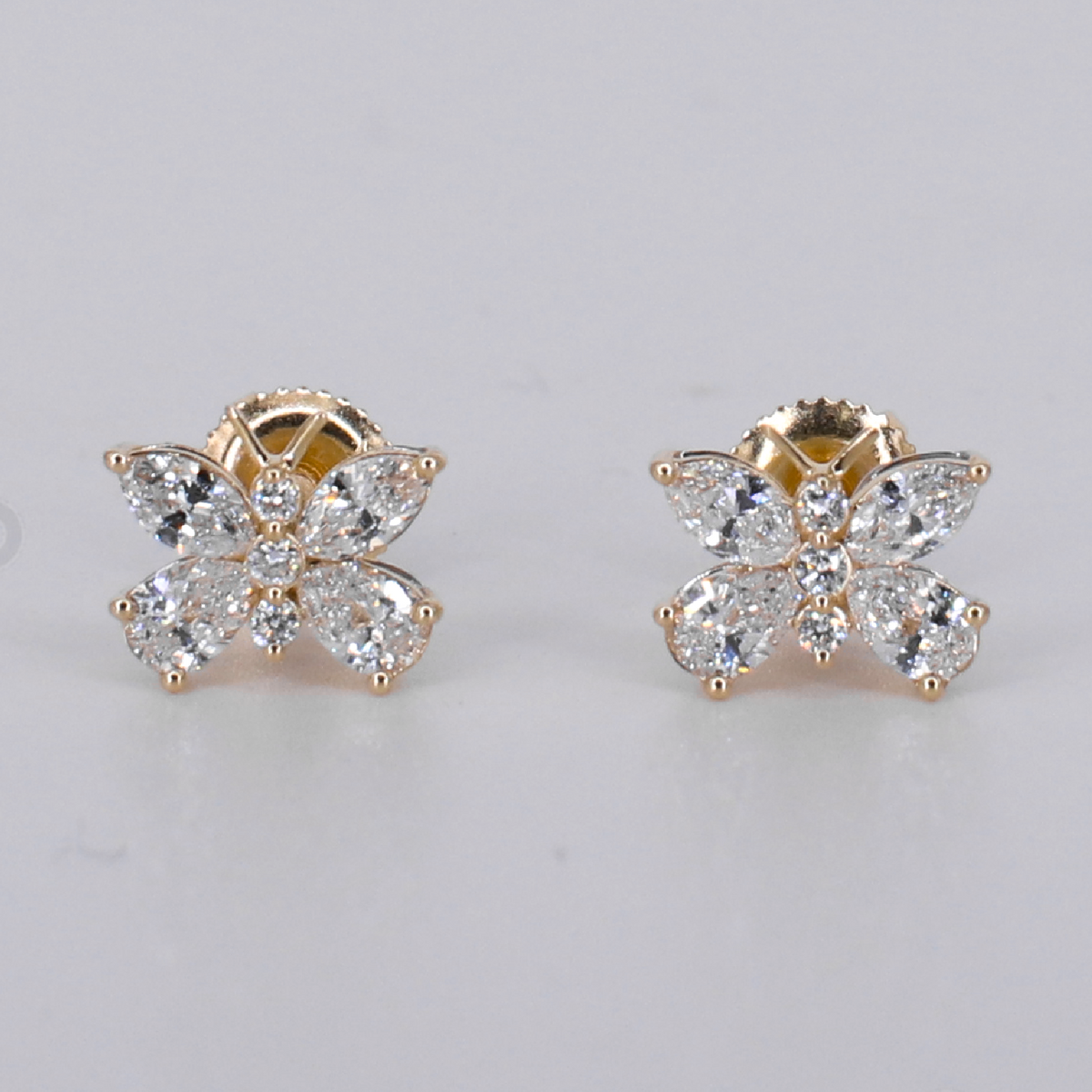 14k Solid Gold VVS Lab Diamond 10mm Butterfly Earrings - 50342