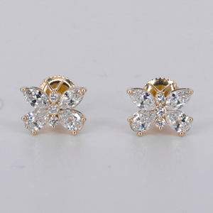 14k Solid Gold VVS Lab Diamond 10mm Butterfly Earrings - 50342