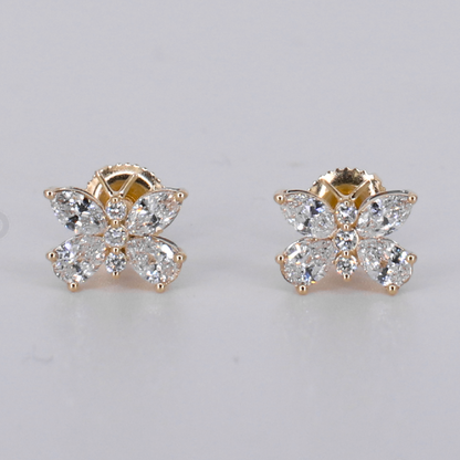 14k Solid Gold VVS Lab Diamond 10mm Butterfly Earrings - 50342