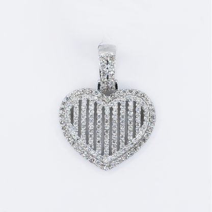 10k Solid White Gold Diamond 3D Heart Pendant - 60575