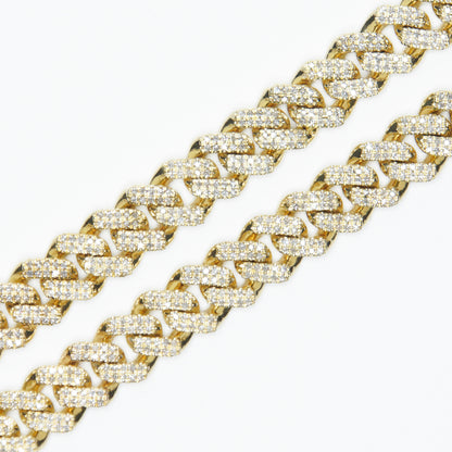 10k Solid Gold 8mm Diamond Flooded Cuban Chain - 10024