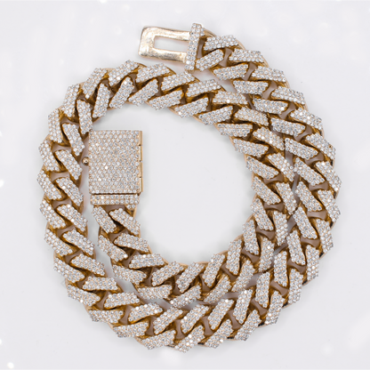 10k Solid Gold 15mm Diamond Cuban Chain - 10125