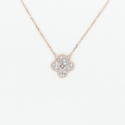 14k Solid Gold VS1 Diamond Clover Necklace - 60125