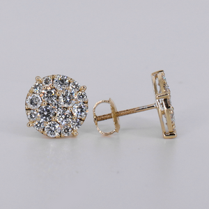 10k Solid Gold VVS Lab Diamond 12.5mm Cluster Earrings - 50344