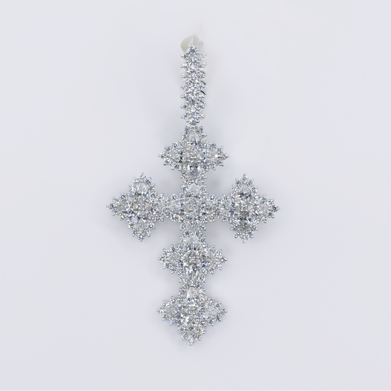 10k Solid White Gold Lab Diamond Glacier Cross Pendant - 60568