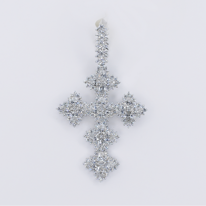 10k Solid White Gold Lab Diamond Glacier Cross Pendant - 60568