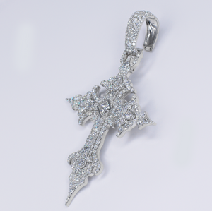 925 Silver VVS Lab Diamond Cathedral Cross Pendant - 60634