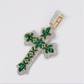 10k Solid Gold Diamond Green Gem Garden Cross - 60614