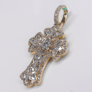 10k Gold Lab Diamond Cross Pendant - 60641
