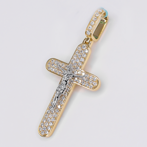 10k Gold Lab Diamond Crucifix Pendant - 60635