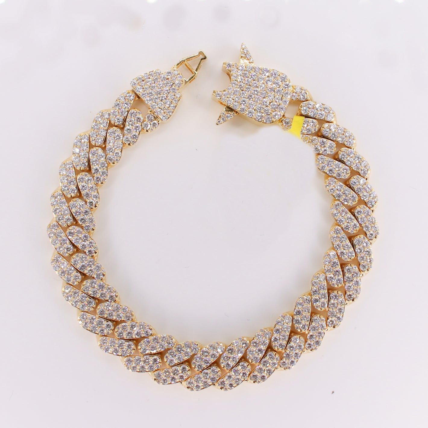 10k Solid Yellow Gold 12mm Lab VVS Diamond Cuban Bracelet - 20199