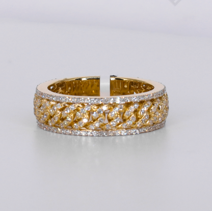10k Solid Gold Diamond Cuban Men's Band - 30377