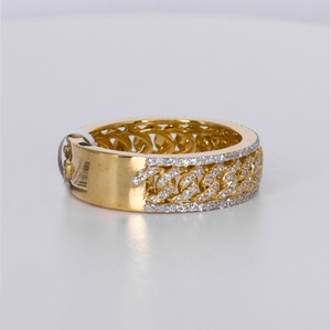 10k Solid Gold Diamond Cuban Men's Band - 30377