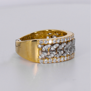 10k Solid Gold Diamond Cuban Men's Band - 30378