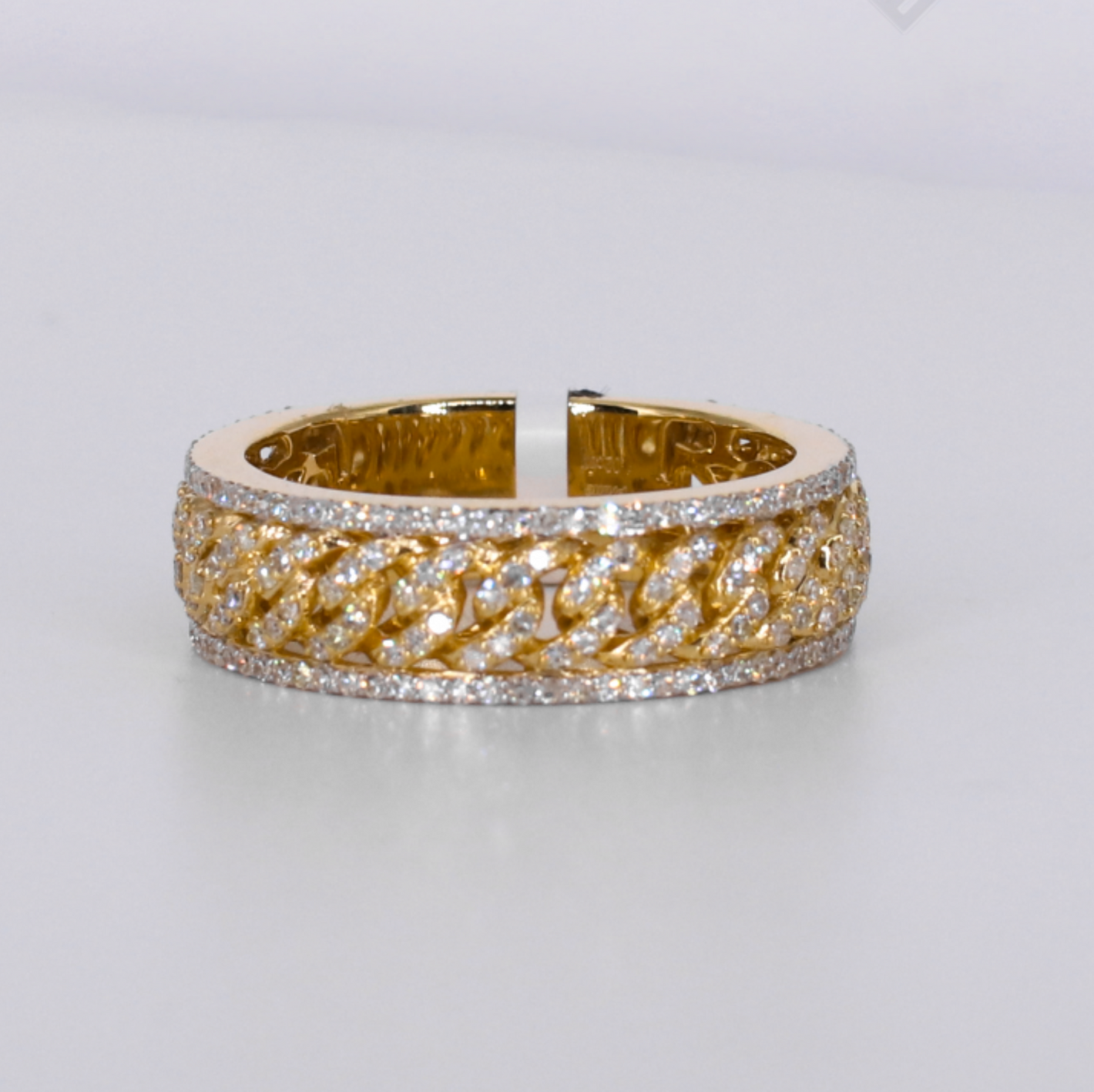 10k Solid Gold Diamond Cuban Men's Band - 30377