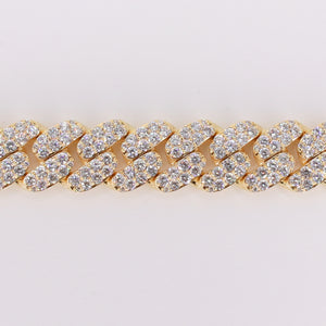 10k Solid Yellow Gold 12mm Lab VVS Diamond Cuban Bracelet - 20199