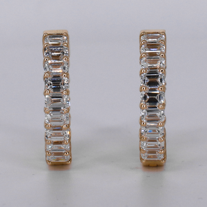 14k Solid Gold VVS Lab Diamond Hoop Earrings - 50357