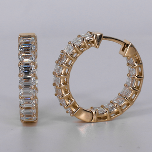 14k Solid Gold VVS Lab Diamond Hoop Earrings - 50357