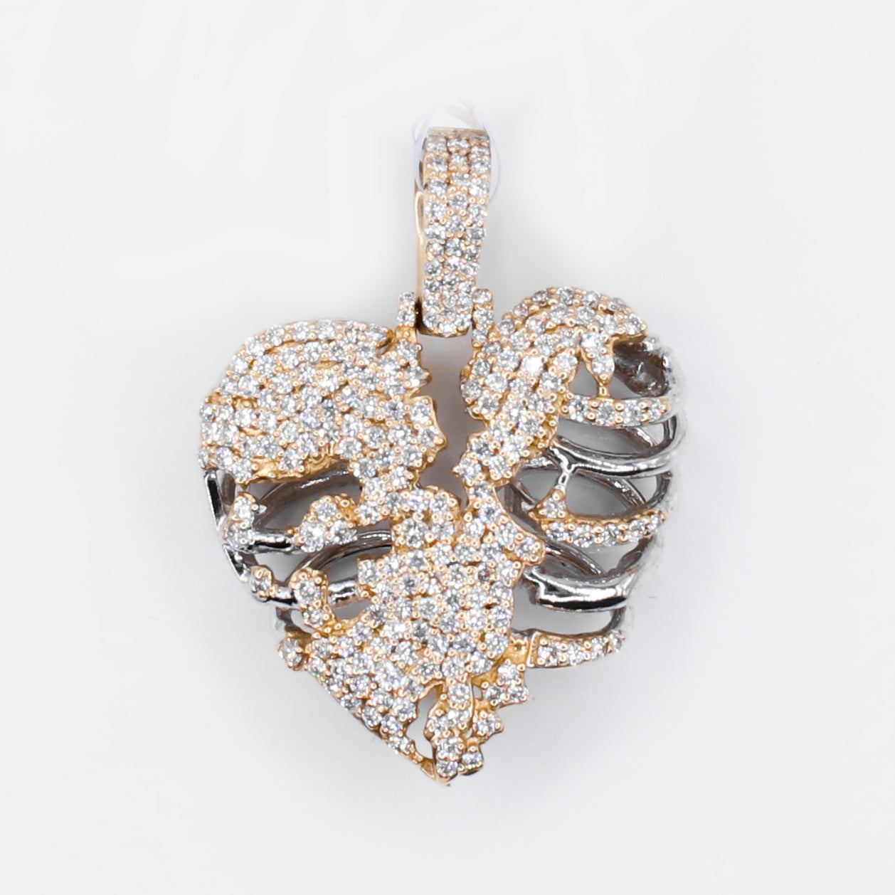 14k Solid Gold Diamond Broken Heart Pendant - 60556