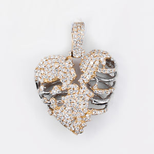 14k Solid Gold Diamond Broken Heart Pendant - 60556