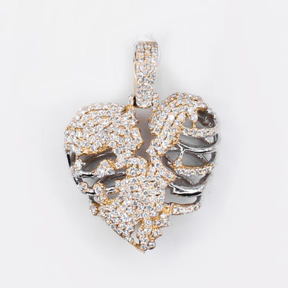 14k Solid Gold Diamond Broken Heart Pendant - 60556
