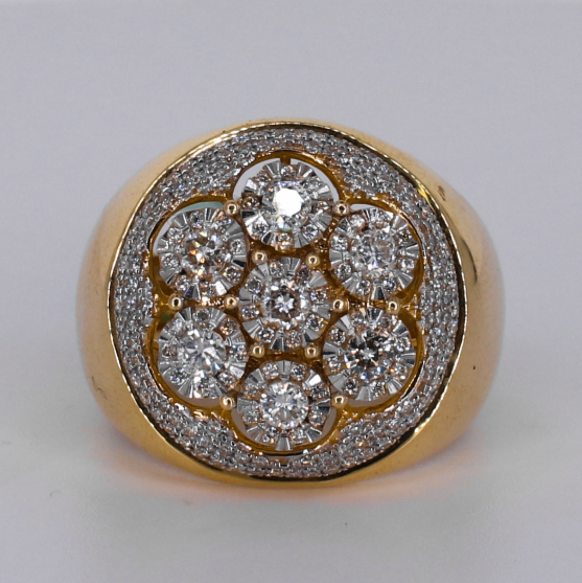 14k Solid Gold Illusion Diamond Cluster Ring - 30401