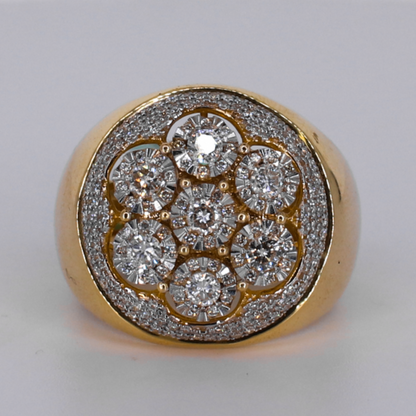 14k Solid Gold Illusion Diamond Cluster Ring - 30401