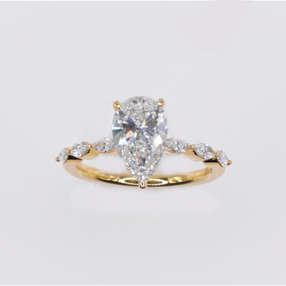 14k Solid Gold VS Diamond Tear Drop Ring - 30345