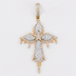 14k Solid Gold VS Diamond Dripping Cross Pendant - 60588