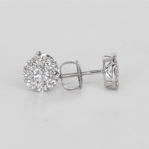 14k Solid Gold VVS Lab Diamond 8mm Cluster Earrings - 50337