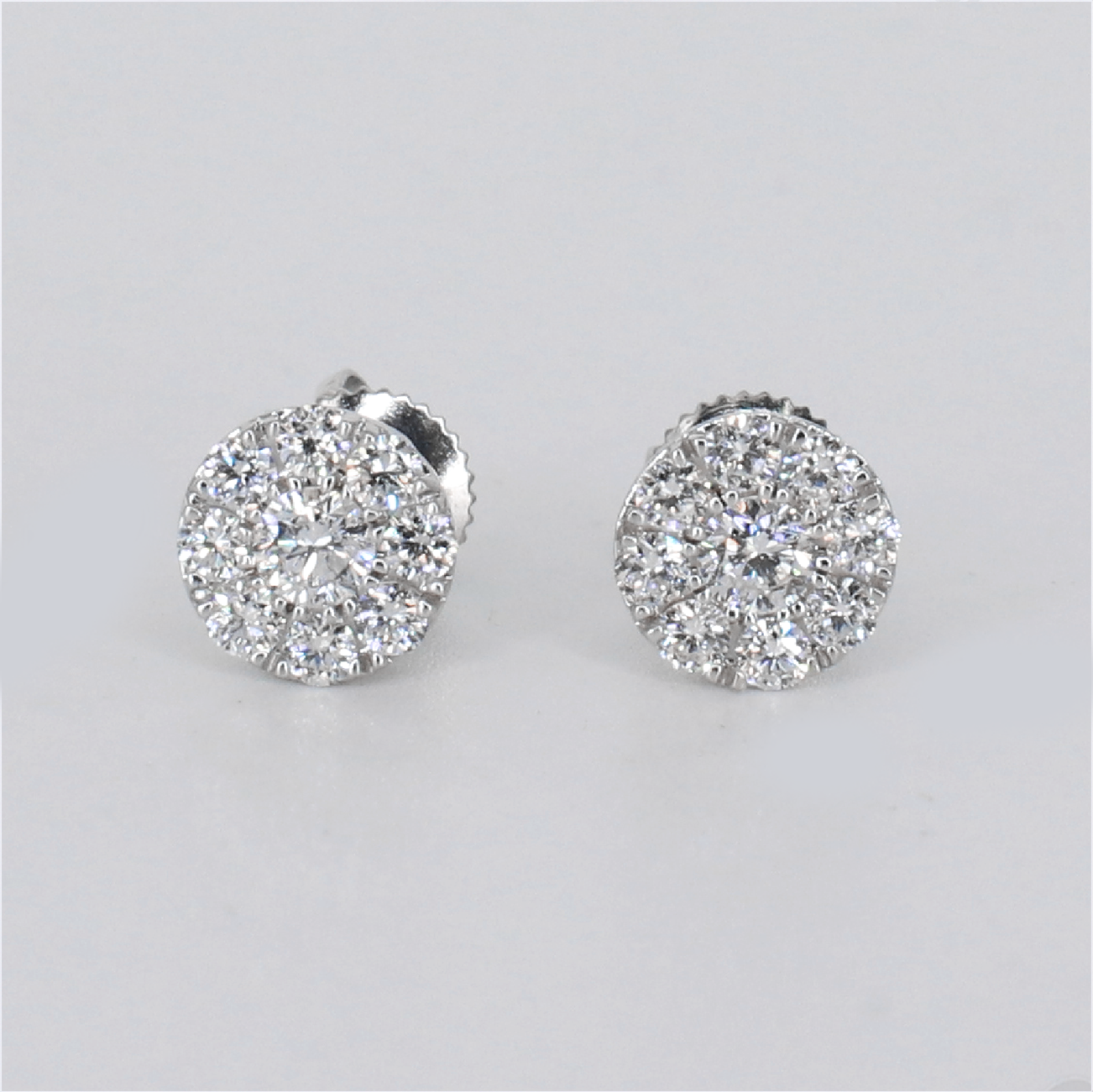 14k Solid Gold VVS Lab Diamond 8mm Cluster Earrings - 50337