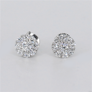 14k Solid Gold VVS Lab Diamond 8mm Cluster Earrings - 50337