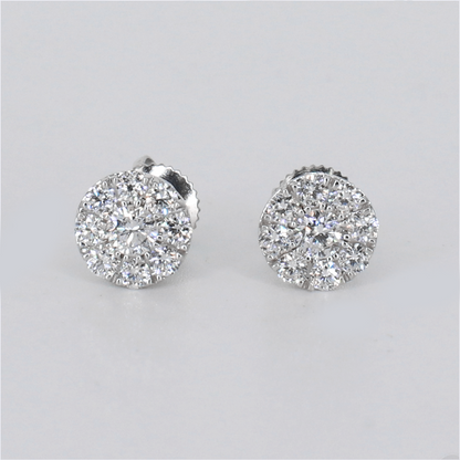 14k Solid Gold VVS Lab Diamond 8mm Cluster Earrings - 50337