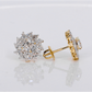 14k Solid Gold 12.5mm Lab Diamond Sunflare Earrings - 50309