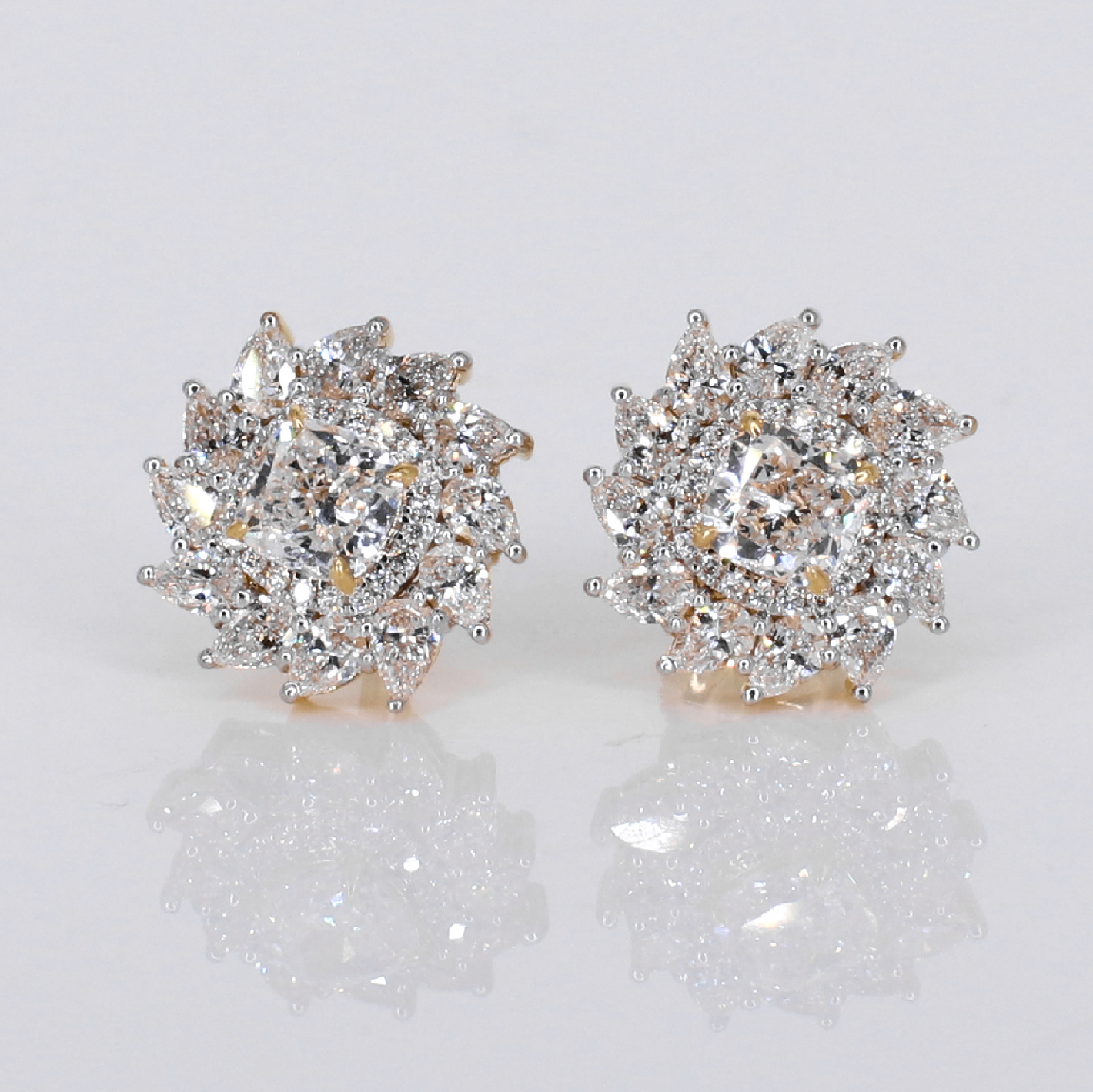 14k Solid Gold 12.5mm Lab Diamond Sunflare Earrings - 50309