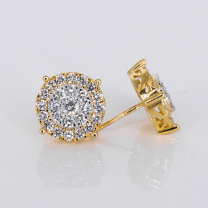 14k Solid Gold Lab Diamond 12mm 3D Cluster Earrings - 50291