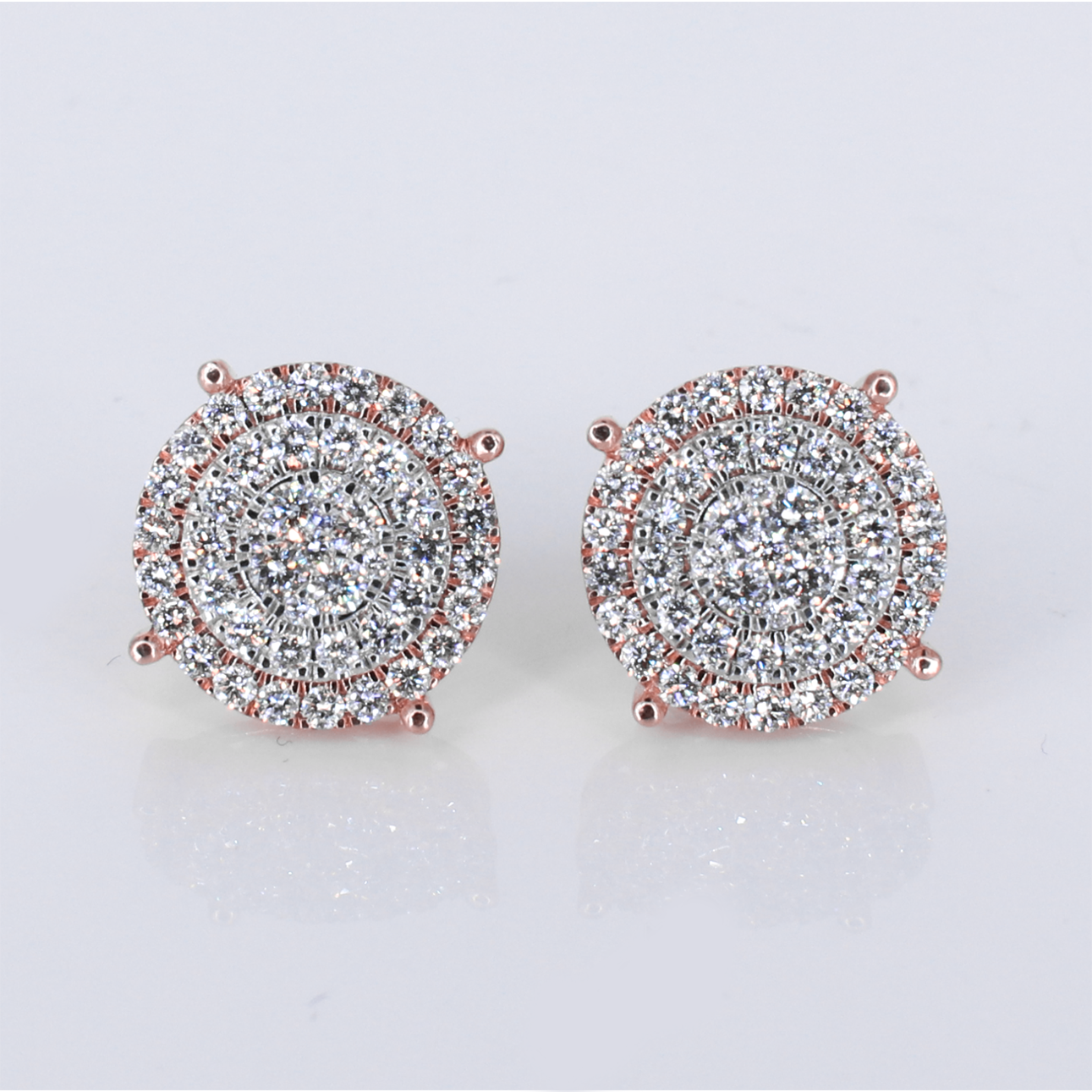 14k Solid Gold Lab Diamond 16.6mm 3D Cluster Earrings - 50298