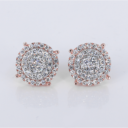 14k Solid Gold Lab Diamond 16.6mm 3D Cluster Earrings - 50298