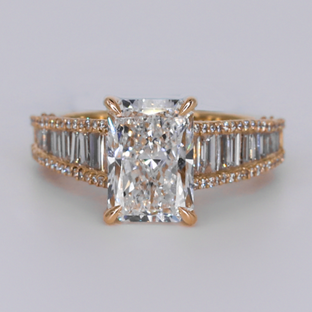 14k Solid Gold Lab Diamond Emerald Cut Engagement  Ring - 30405