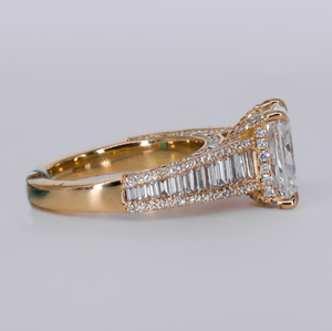 14k Solid Gold Lab Diamond Emerald Cut Engagement  Ring - 30405