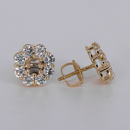 14k Solid Gold 10.4mm VVS Lab Diamond Flower Earrings - 50353
