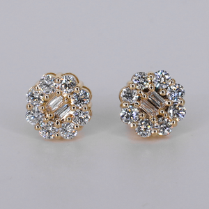 14k Solid Gold 10.4mm VVS Lab Diamond Flower Earrings - 50353