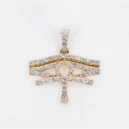14k Solid Gold Diamond Eye Of Horus Pendant - 60569